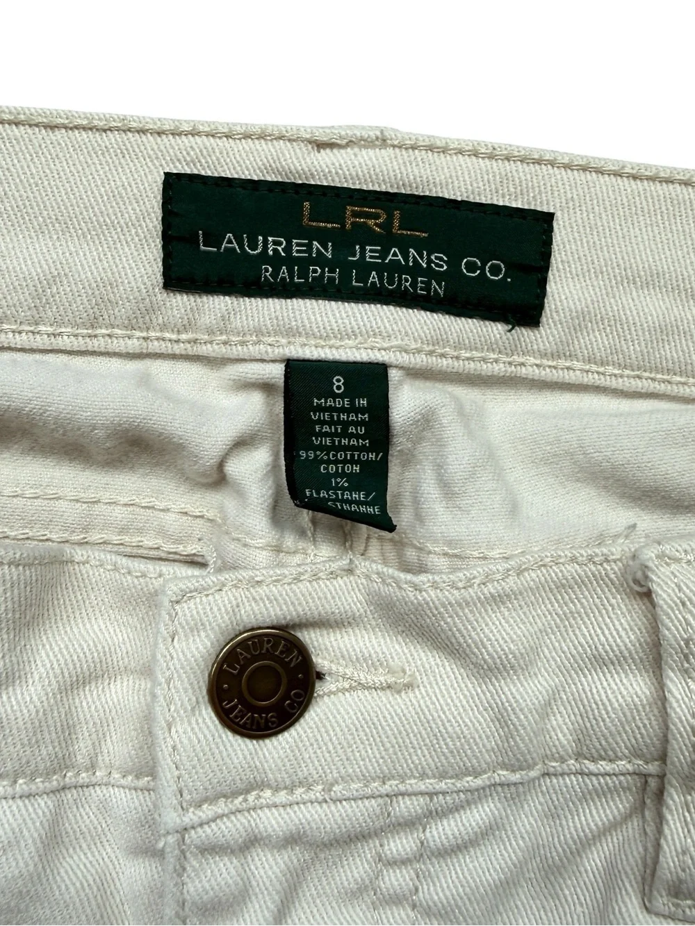Lauren Ralph Lauren White Straight Leg Jeans Size 8 Minimalist Coastal Mom Denim